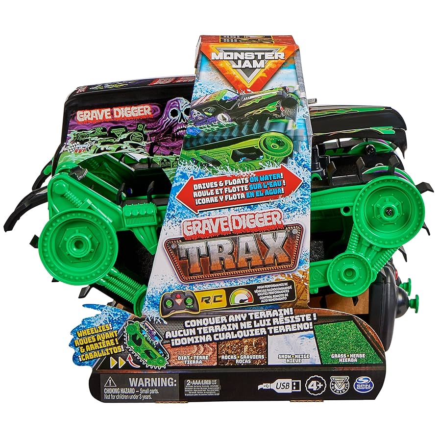 Monster Jam Grave Digger All-Terrain RC Vehicle with Tank Treads